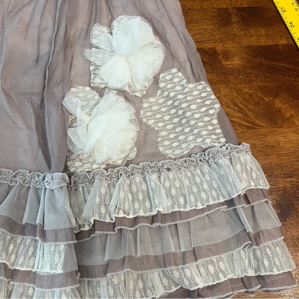 Isobella & Chloe Taupe cream Ruffle Dress tulle floral size 3T - Picture 2 of 4